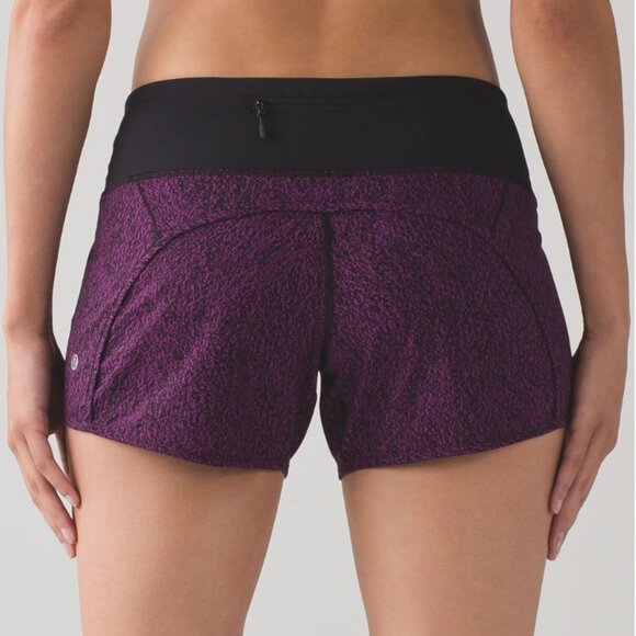 Lululemon Run Times Short Size 6 4-way Stretch Purple Black 4" Running - Picture 2 of 13